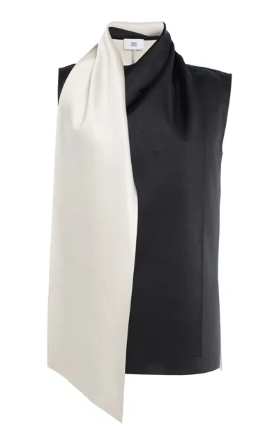 Adam Lippes Scarf-detailed Bi-color Satin Blouse