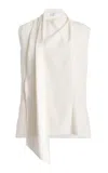 Adam Lippes Scarf-detailed Satin-back Crepe Blouse