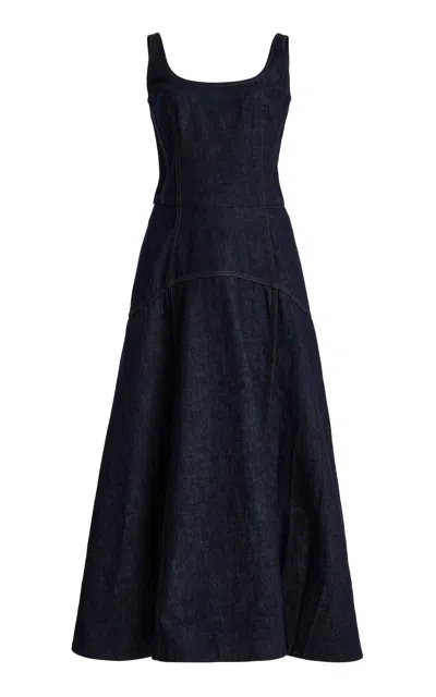 Adam Lippes Scoop-neck Denim Midi Dress