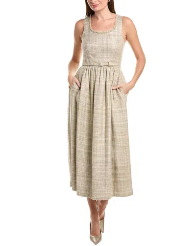 Adam Lippes Scoop Neck Linen-blend Dress In Neutral