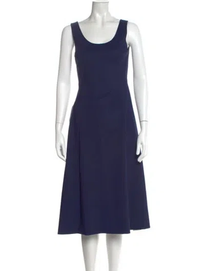Pre-owned Adam Lippes Scoop Neck Midi Length Dress In Blue