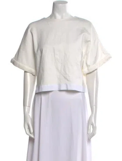 Pre-owned Adam Lippes Scoop Neck Short Sleeve Crop Top In Pink