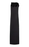 Adam Lippes Selima Dress In Satin Back Crepe In Black