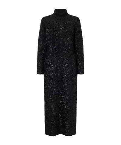 Adam Lippes Samadhi Sequined Knitted Maxi Dress In Black