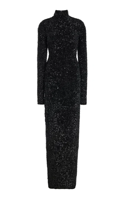 Adam Lippes Sequined Turtleneck Maxi Dress