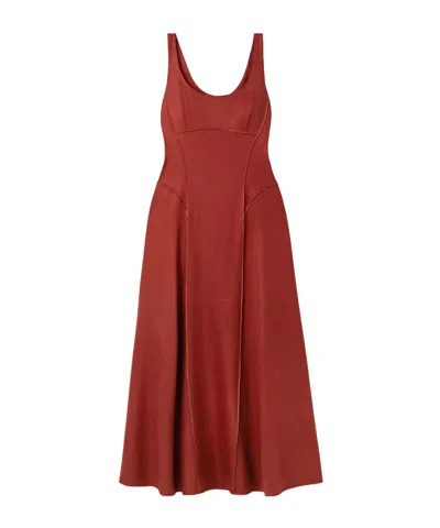 Adam Lippes Shay Paneled Stretch-canvas Midi Dress In Red