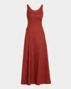 Adam Lippes Shay Sleeveless Stretch Canvas Maxi Dress In Red