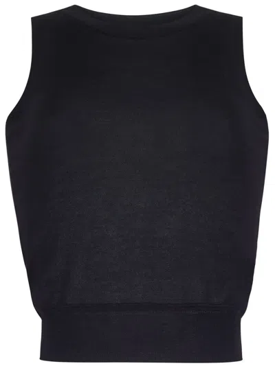 Adam Lippes Shell Fine-knit Top In Black