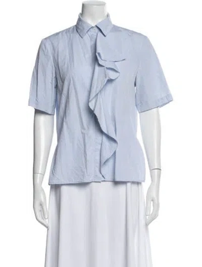 Pre-owned Adam Lippes Short Sleeve Blouse In Blue