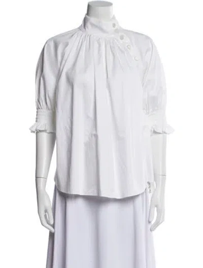 Pre-owned Adam Lippes Short Sleeve Blouse In Neutral