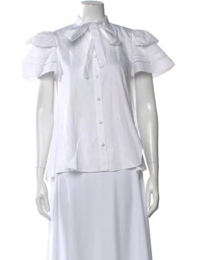 Pre-owned Adam Lippes Short Sleeve Blouse In Neutral