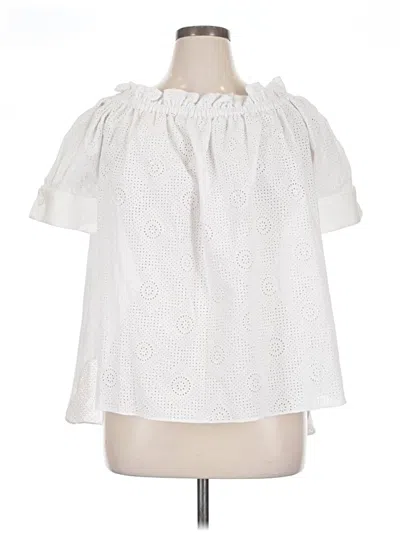 Pre-owned Adam Lippes Short Sleeve Blouse In White