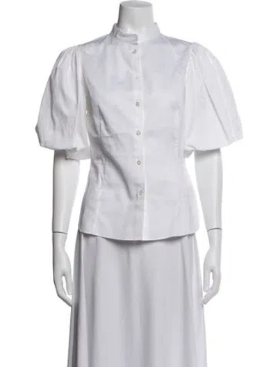 Pre-owned Adam Lippes Short Sleeve Blouse In White