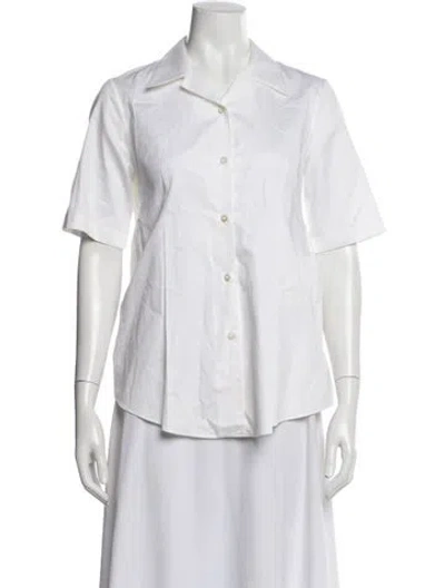 Pre-owned Adam Lippes Short Sleeve Button-up Top In White