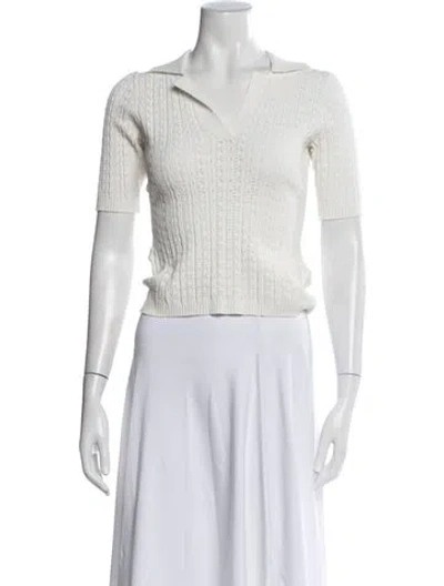 Pre-owned Adam Lippes Short Sleeve Polo In White