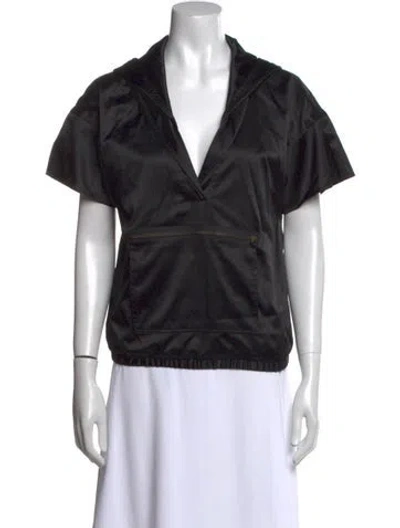 Pre-owned Adam Lippes Short Sleeve Top In Black