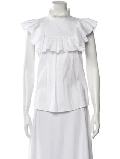 Pre-owned Adam Lippes Short Sleeve Top In White