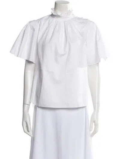 Pre-owned Adam Lippes Short Sleeve Top In White