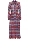 Adam Lippes Sigrid Madras Chiffon Dress In 红色