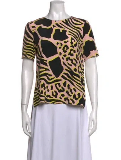 Pre-owned Adam Lippes Silk Animal Print Top In Multi