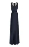 Adam Lippes Silk-charmeuse Maxi Dress In Navy