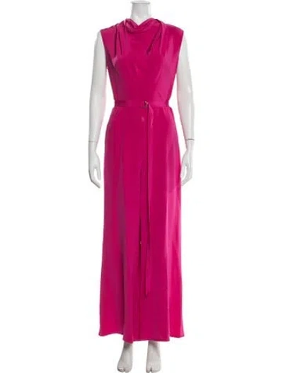 Pre-owned Adam Lippes Silk Cowl Neck Jumpsuit In Red