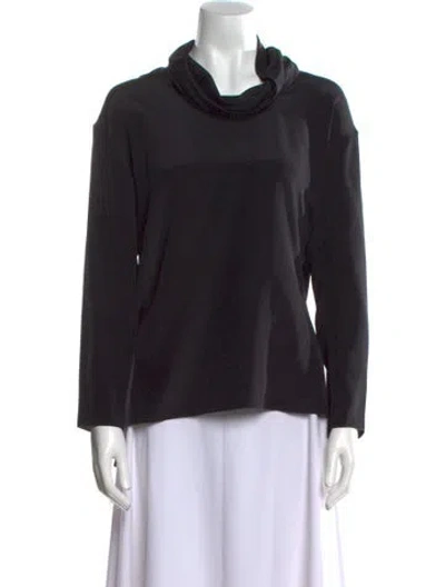 Pre-owned Adam Lippes Silk Cowl Neck Sweatshirt In Black