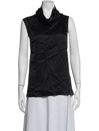 Pre-owned Adam Lippes Silk Cowl Neck Top In Black