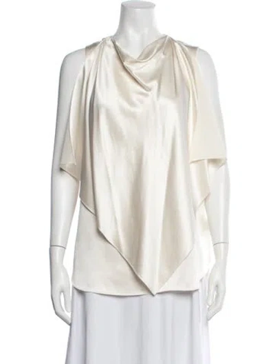 Pre-owned Adam Lippes Silk Cowl Neck Top In Neutrals