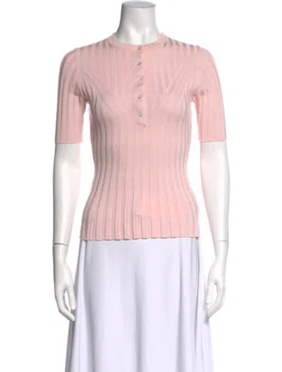 Pre-owned Adam Lippes Silk Crew Neck Polo In Pink
