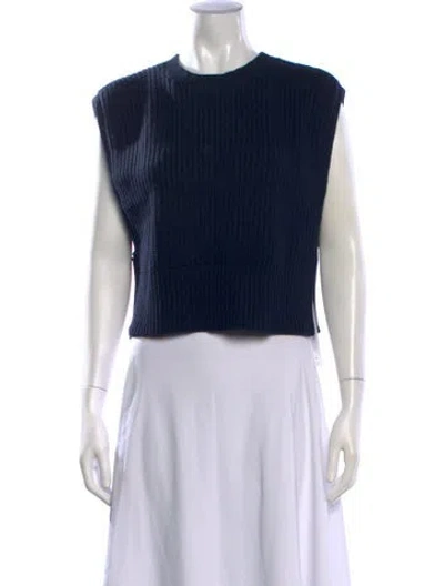 Pre-owned Adam Lippes Silk Crew Neck Sweater In Blue