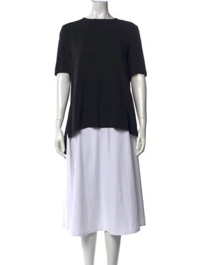 Pre-owned Adam Lippes Silk Crew Neck Top In Blue