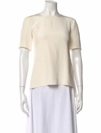Pre-owned Adam Lippes Silk Crew Neck Top In Neutral
