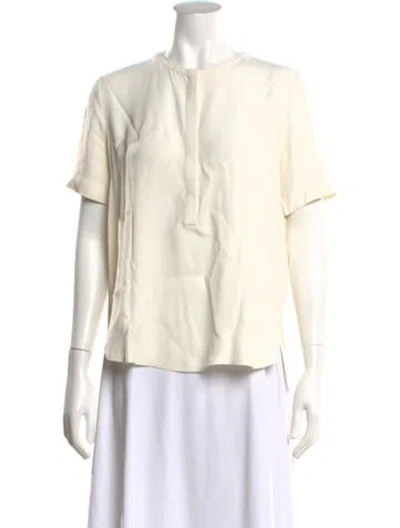 Pre-owned Adam Lippes Silk Crew Neck Top In Neutrals