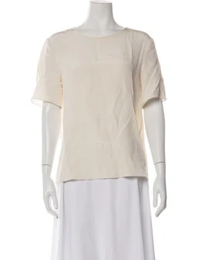 Pre-owned Adam Lippes Silk Crew Neck Top In Neutrals