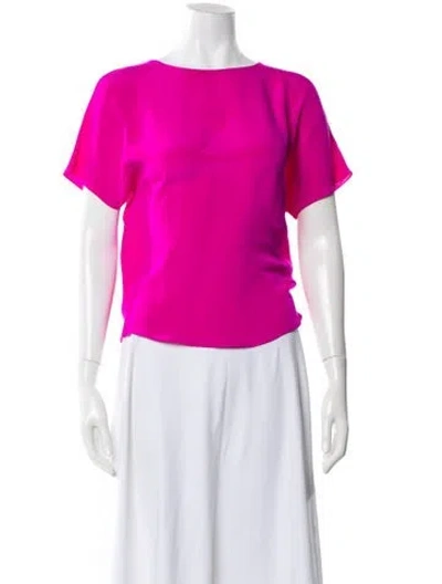 Pre-owned Adam Lippes Silk Crew Neck Top In Pink