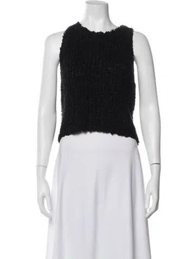 Pre-owned Adam Lippes Silk Crew Neck Top In White