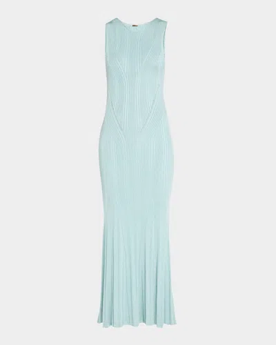Adam Lippes Silk Engineered Rib Sleeveless Maxi Dress In Mist