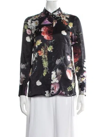 Pre-owned Adam Lippes Silk Floral Print Blouse In Multi