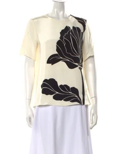 Pre-owned Adam Lippes Silk Graphic Print Top In Neutral