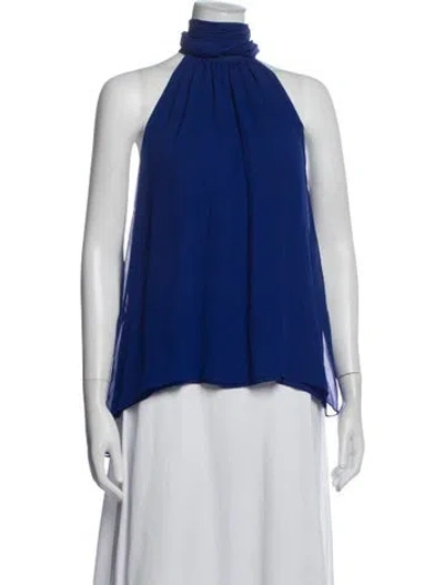 Pre-owned Adam Lippes Silk Halterneck Top In Blue