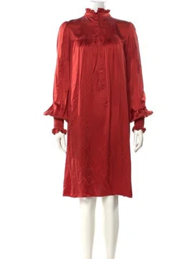 Pre-owned Adam Lippes Silk Knee-length Dress In Red