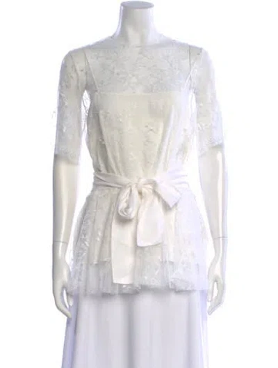 Pre-owned Adam Lippes Silk Lace Pattern Top In White