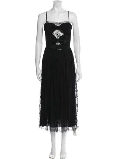 Pre-owned Adam Lippes Silk Long Dress In Black