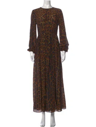 Pre-owned Adam Lippes Silk Long Dress In Brown