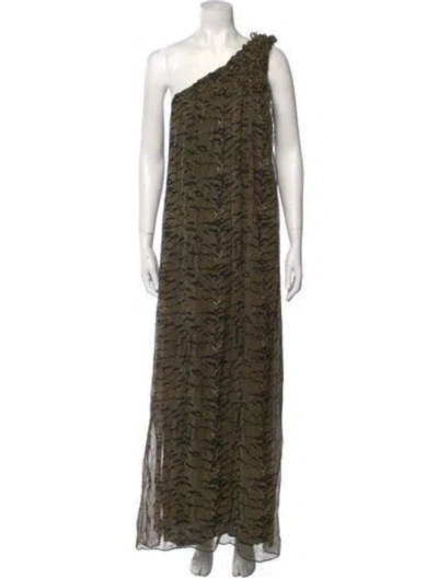 Pre-owned Adam Lippes Silk Long Dress In Green