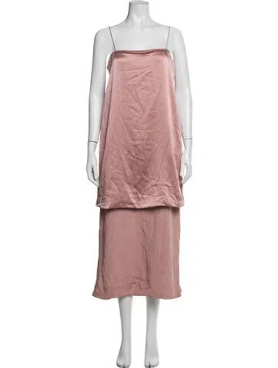 Pre-owned Adam Lippes Silk Long Dress In Pink
