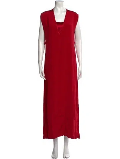 Pre-owned Adam Lippes Silk Long Dress In Red