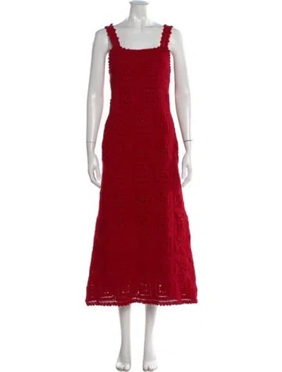 Pre-owned Adam Lippes Silk Long Dress In Red