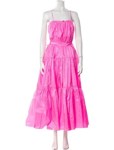 Pre-owned Adam Lippes Silk Long Dress W/ Tags In Pink